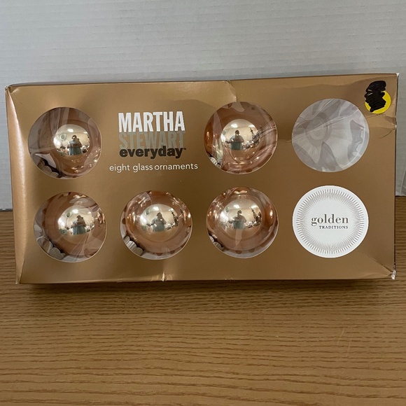 Martha Stewart Other - Vtg Martha Stewart Everyday Glass Christmas Ornaments Set of 7 Golden Traditions